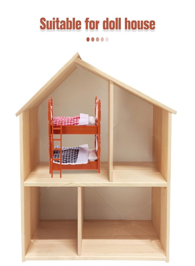 TOPPERFUN 2Pcs Dollhouse Bunk Bed, 4in Mini Calico Bed Furniture, Dollhouse Beds with Ladder, PVC Miniature Doll House Decorative Accessories for Mini Landscape DIY Kit - Image 5